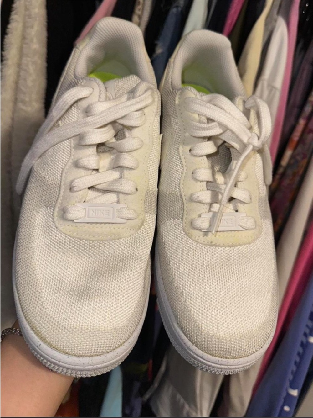 Nike Youth White Sneakers with Light Green Insole